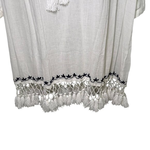 Roller Rabbit Lucknow Serafina Tunic White Navy Embroidered Tassel S - Picture 5 of 8